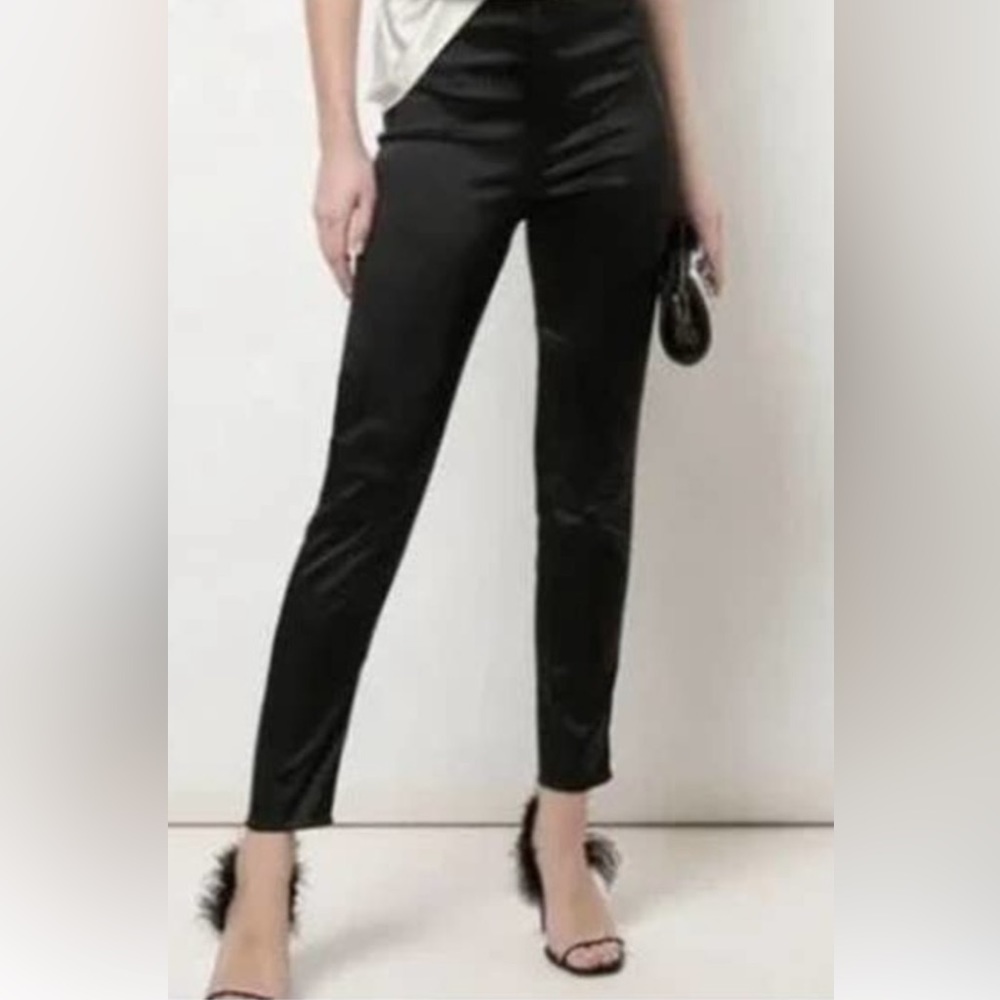 NWT Bebe Black Leggings Skinny Petite Dania Satin Pants 2P S XS 0 2